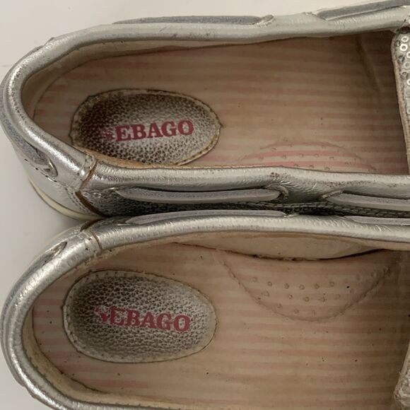 Sebago Silver Embellished Sequins Shoes Size 8 - Picture 5 of 12